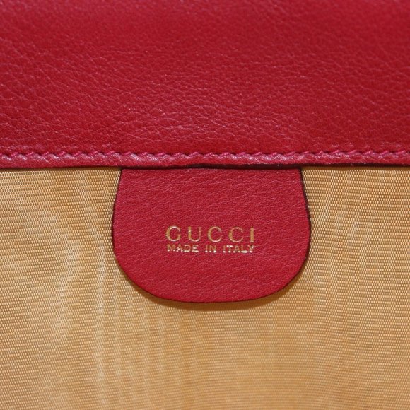 Auth Gucci Red Leather Travel Bag Rare #3886G38 - Picture 8 of 10